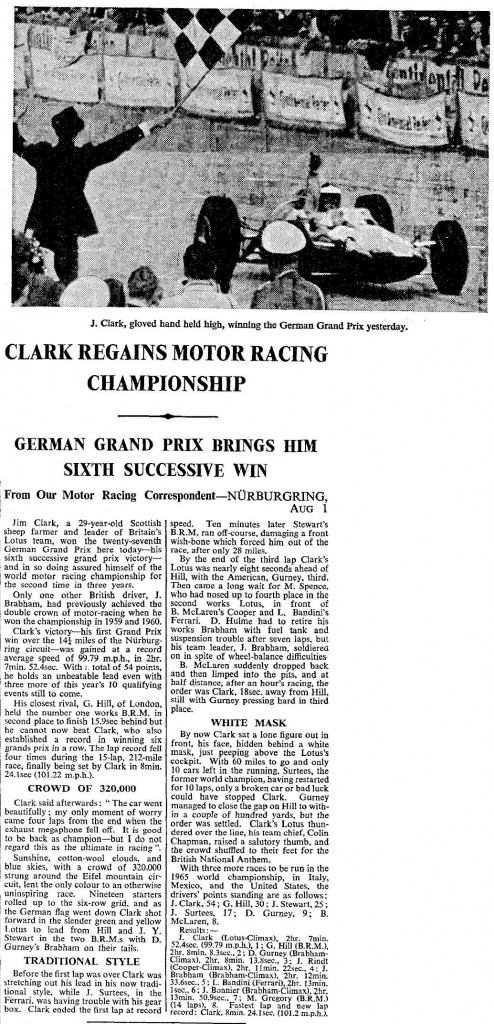Clark Regains Motor Racing Championship