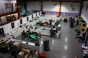 Lotus F1 racing team factory transport prep
